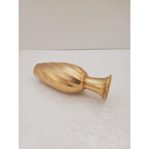 Vintage Indian Solid Brass Swirl Vase | Polished - Picture 6 of 10